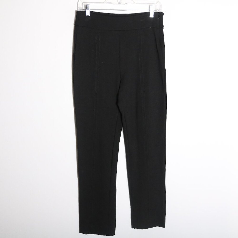 ME+EM Ponte Pull On Pant Womens 6 Black Ankle Center Seam Back Slit Classic Work - Picture 2 of 8